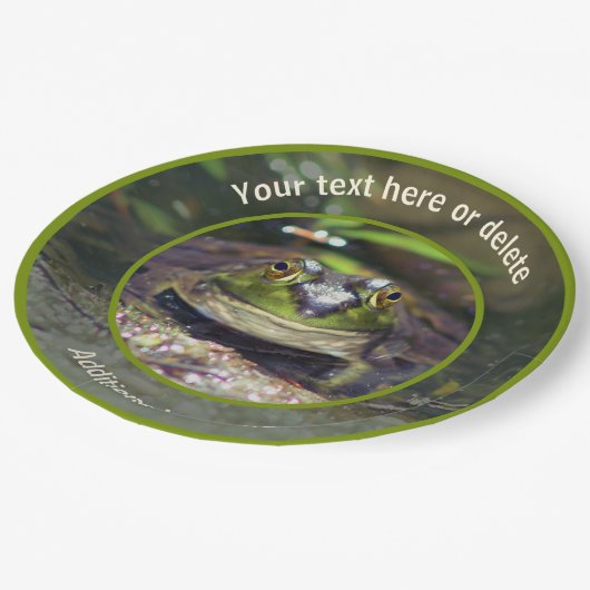 Schattigee Bullfrog Natuur Gepersonaliseerde Parti Papieren Bordje (Gekanteld)