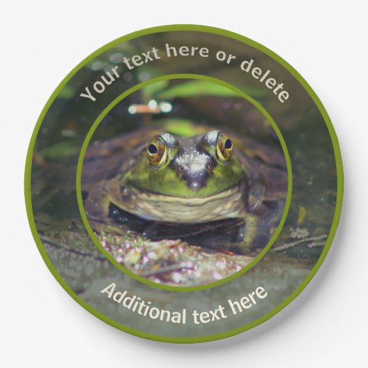 Schattigee Bullfrog Natuur Gepersonaliseerde Parti Papieren Bordje (Voorkant)