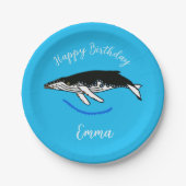 Schattigee bultrug walvis - Happy Birthday - Blauw Papieren Bordje (Voorkant)