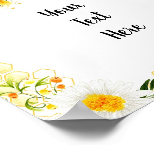 Schattigee Bumble bee Aangepaste tekst Poster (Hoek)