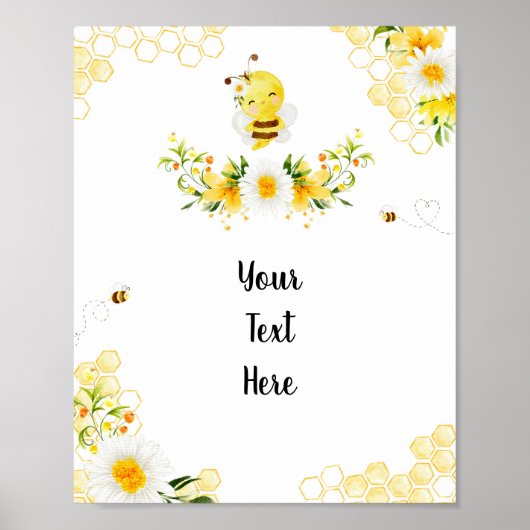 Schattigee Bumble bee Aangepaste tekst Poster (Voorkant)