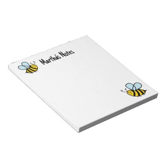 Schattigee Bumble Bee cartoon Ontwerp Custom notit Notitieblok (Schuin)