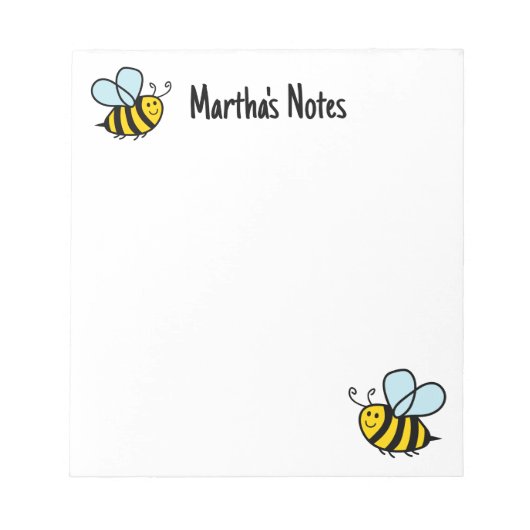 Schattigee Bumble Bee cartoon Ontwerp Custom notit Notitieblok (Voorkant)