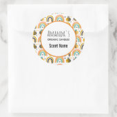 Schattigee Bumble Bee en Rainbows Pattern Candle Ronde Sticker (Tas)