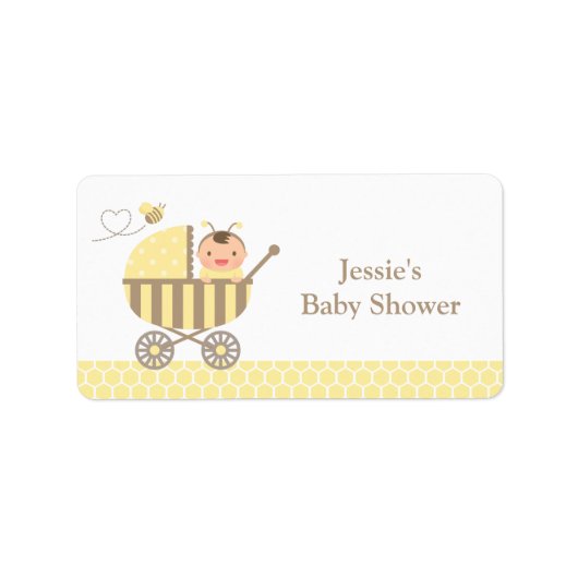 Schattigee Bumble Bee kinderwagen Baby shower Labe Etiket (Voorkant)
