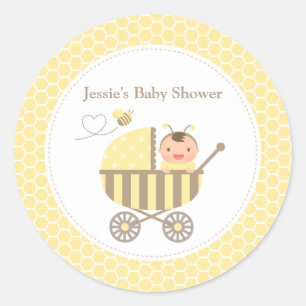 Schattigee Bumble Bee kinderwagen Baby shower Labe Ronde Sticker