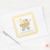 Schattigee Bumble Bee kinderwagen Baby shower Labe Vierkante Sticker (Envelop)