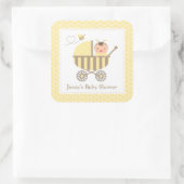 Schattigee Bumble Bee kinderwagen Baby shower Labe Vierkante Sticker (Tas)