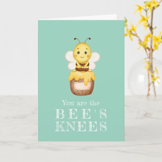 Schattigee Bumble Bee Valentijnsdag Kaart (Gele Bloem)