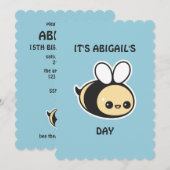 Schattigee Bumble Bee verjaardagsfeestuitnodiginge Kaart (Voorkant / Achterkant)