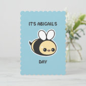 Schattigee Bumble Bee verjaardagsfeestuitnodiginge Kaart (Staand voorkant)