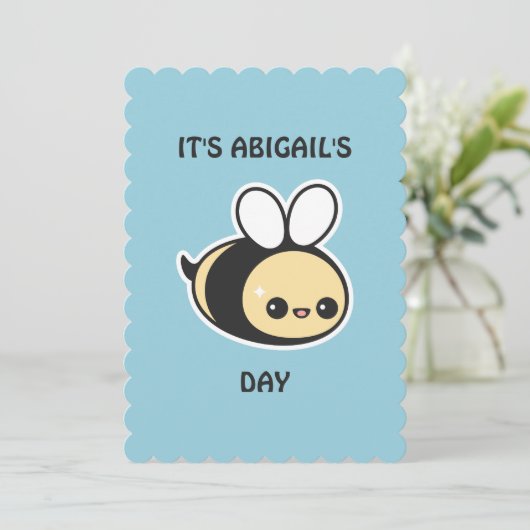 Schattigee Bumble Bee verjaardagsfeestuitnodiginge Kaart (Staand voorkant)