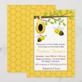 Schattigee Bumble Bees Baby Douche Uitnodigingen (Voorkant / Achterkant)