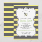 Schattigee Bumblebee Stripes Baby shower Uitnodigi Kaart (Voorkant / Achterkant)