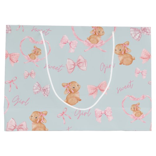 Schattigee Bunnies & Bows mint Gift Bag Groot Cadeauzakje (Achterkant)
