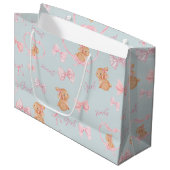 Schattigee Bunnies & Bows mint Gift Bag Groot Cadeauzakje (Voorkant Gekanteld)