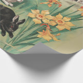 Schattigee Bunnies met Daffodil Flowers Antiek Pas Cadeaupapier (Hoek)