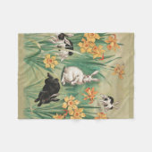 Schattigee Bunnies met Daffodil Flowers Antiek Pas Fleece Deken (Voorkant (Horizontaal))
