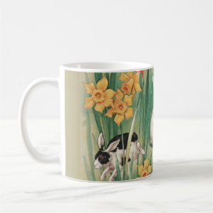 Schattigee Bunnies met Daffodil Flowers Antiek Pas Koffiemok