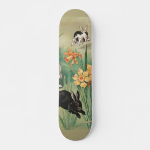 Schattigee Bunnies met Daffodil Flowers Antiek Pas Persoonlijk Skateboard