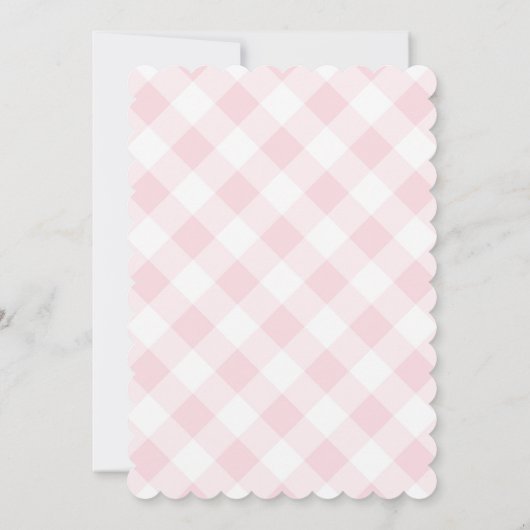 Schattigee Bunnies Roze Gingham Baby Meisje Douche Kaart (Achterkant)