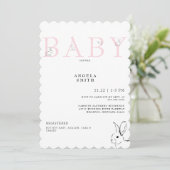 Schattigee Bunnies Roze Gingham Baby Meisje Douche Kaart (Staand voorkant)
