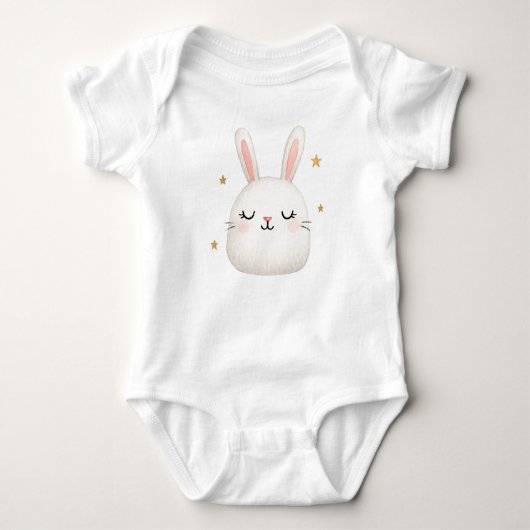 Schattigee Bunny Baby Outfit – Schattig wit konijn Romper (Voorkant)