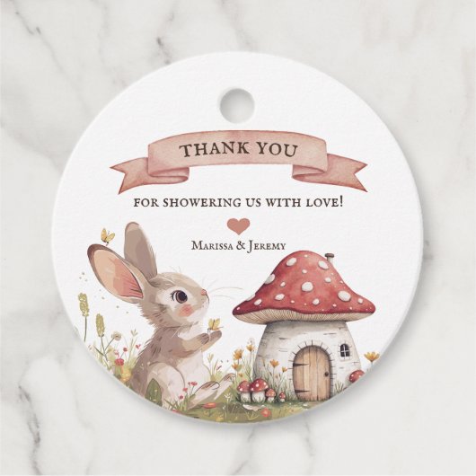 Schattigee Bunny Baby shower Dank u Bedankjes Labels (Voorkant)