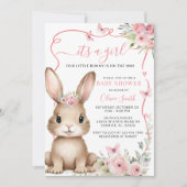 Schattigee Bunny Baby shower Girl Uitnodiging (Voorkant)