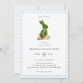 Schattigee Bunny Blue Gingham Paasbrunch en Egg Hu Kaart