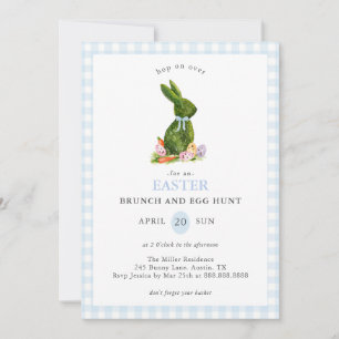 Schattigee Bunny Blue Gingham Paasbrunch en Egg Hu Kaart