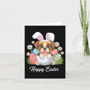 Schattigee Bunny Boxer Dog Floral Easter Eggs Bysk Kaart