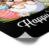 Schattigee Bunny Boxer Dog Floral Easter Eggs Bysk Poster (Hoek)