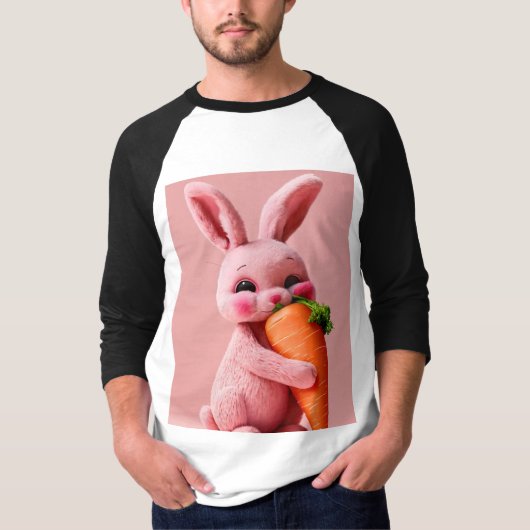 Schattigee Bunny Carrot Hug T-shirt (Voorkant)
