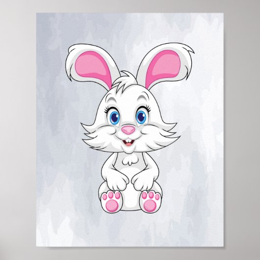 Schattigee Bunny Cartoon Poster ! Baby Konijnenmuu (Voorkant)