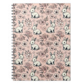 Schattigee Bunny & Cherry Blossom Doodle Notitiebo Notitieboek (Voorkant)