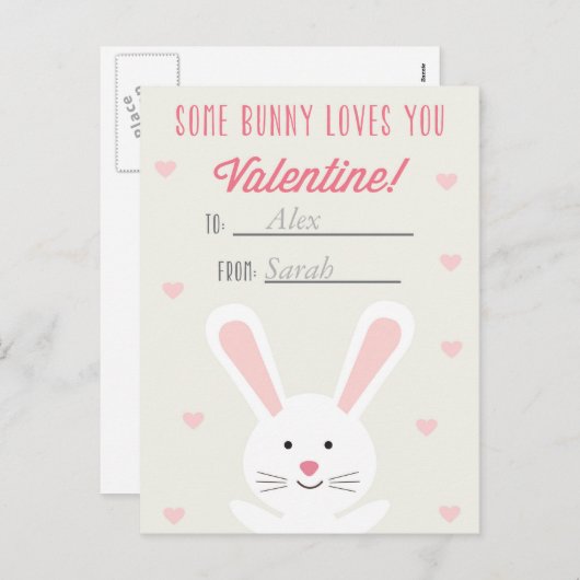 Schattigee Bunny Classroom Valentijn Briefkaart (Voorkant / Achterkant)