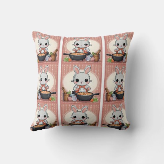 Schattigee Bunny Cooking Print Kussen (Achterkant)