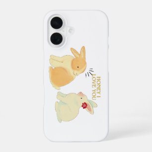 Schattigee Bunny Couple Love Quote - "Honey I Love iPhone 16 Hoesje