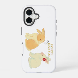 Schattigee Bunny Couple Love Quote - "Honey I Love iPhone 16 Hoesje