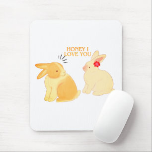 Schattigee Bunny Couple Love Quote - "Honey I Love Muismat
