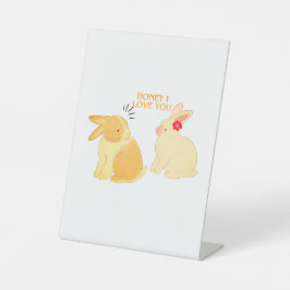 Schattigee Bunny Couple Love Quote - "Honey I Love Reclamebord Met Voetstuk