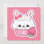 Schattigee Bunny Cupcake verjaardagsfeestje uitnod Kaart (Voorkant)