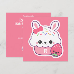 Schattigee Bunny Cupcake verjaardagsfeestje uitnod Kaart