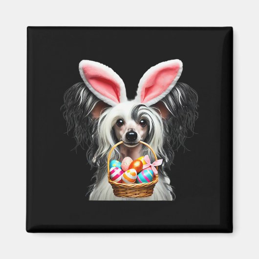 Schattigee Bunny Ear Chinese Crested Dog Easter Eg Magneet (Voorkant)