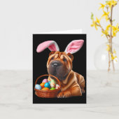 Schattigee Bunny Ear Chinese Shar-pei Dog Easter E Kaart (Gele Bloem)