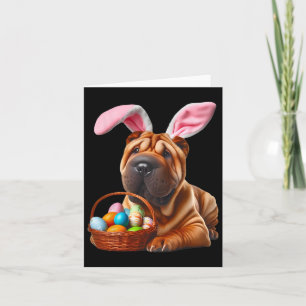Schattigee Bunny Ear Chinese Shar-pei Dog Easter E Kaart