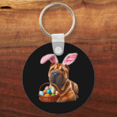 Schattigee Bunny Ear Chinese Shar-pei Dog Easter E Sleutelhanger (Voorkant)