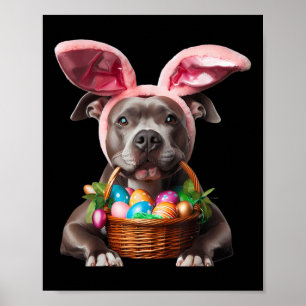 Schattigee Bunny Ear Pit Bull Dog Easter Eggs Owne Poster