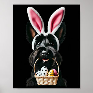 Schattigee Bunny Ear Schotse Terriër Hond Paaseier Poster